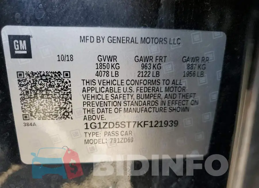 1G1ZD5ST7KF121939 Photo# 13