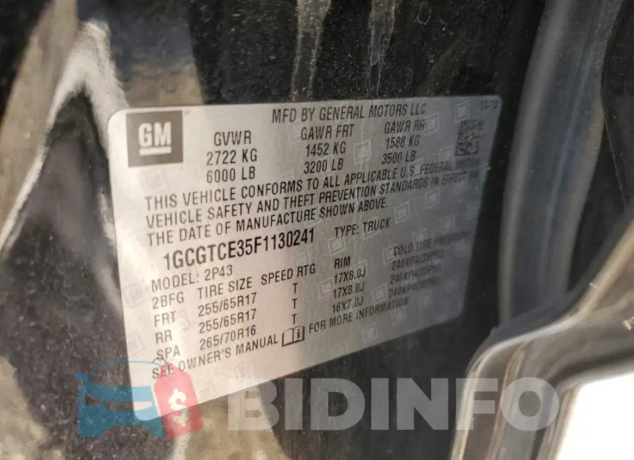 1GCGTCE35F1130241 Photo# 12