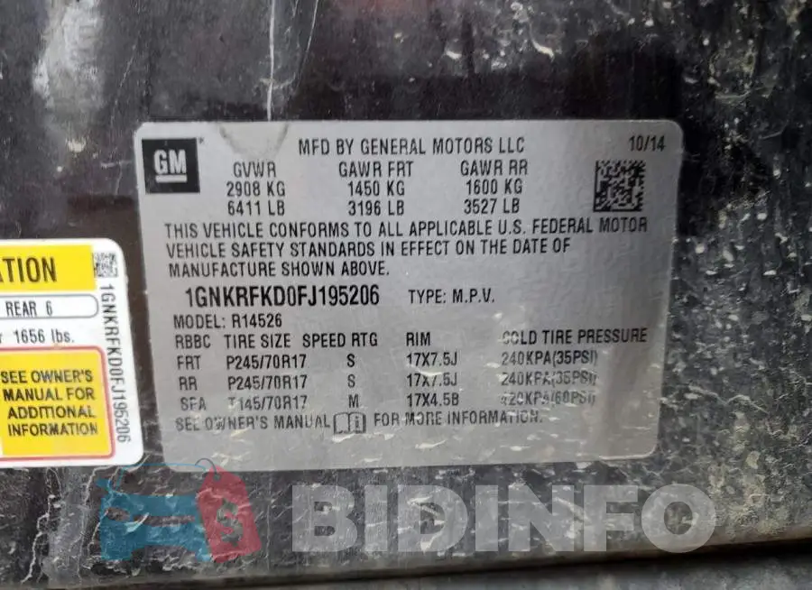 1GNKRFKD0FJ195206 Photo# 12
