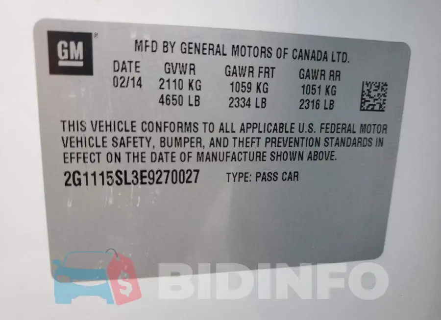 2G1115SL3E9270027 Photo# 12
