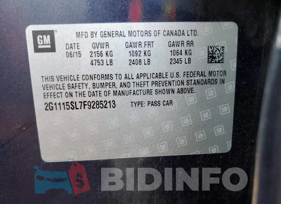 2G1115SL7F9285213 Photo# 12