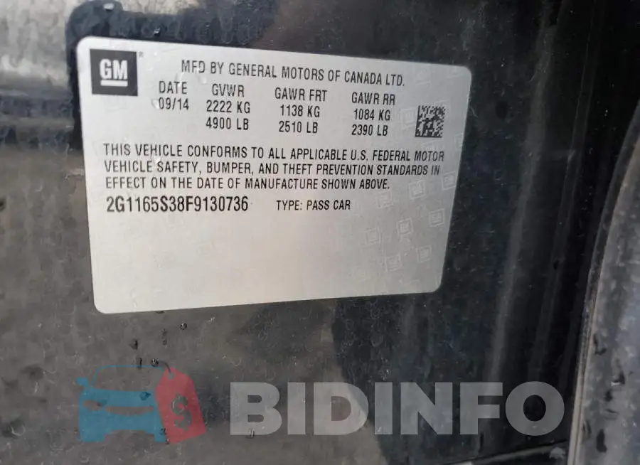 2G1165S38F9130736 Photo# 12