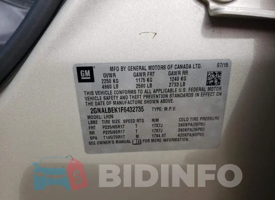 2GNALBEK1F6432735 Photo# 13