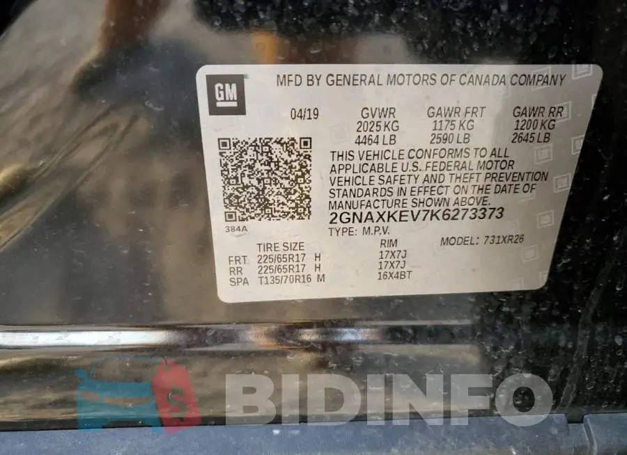 2GNAXKEV7K6273373 Photo# 12