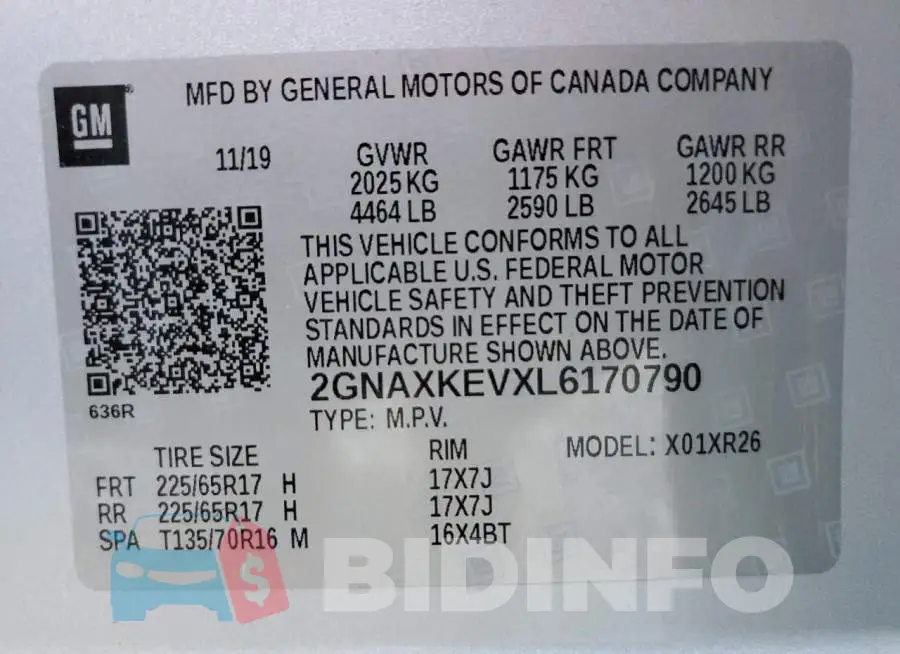 2GNAXKEVXL6170790 Photo# 13