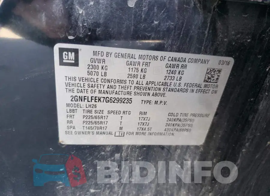 2GNFLFEK7G6299235 Photo# 14