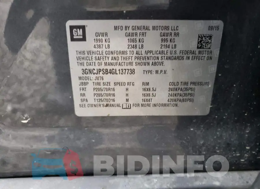 3GNCJPSB4GL137738 Photo# 13
