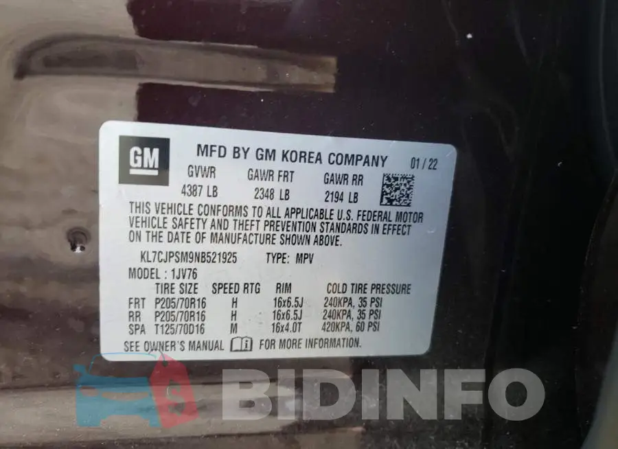KL7CJPSM9NB521925 Photo# 12
