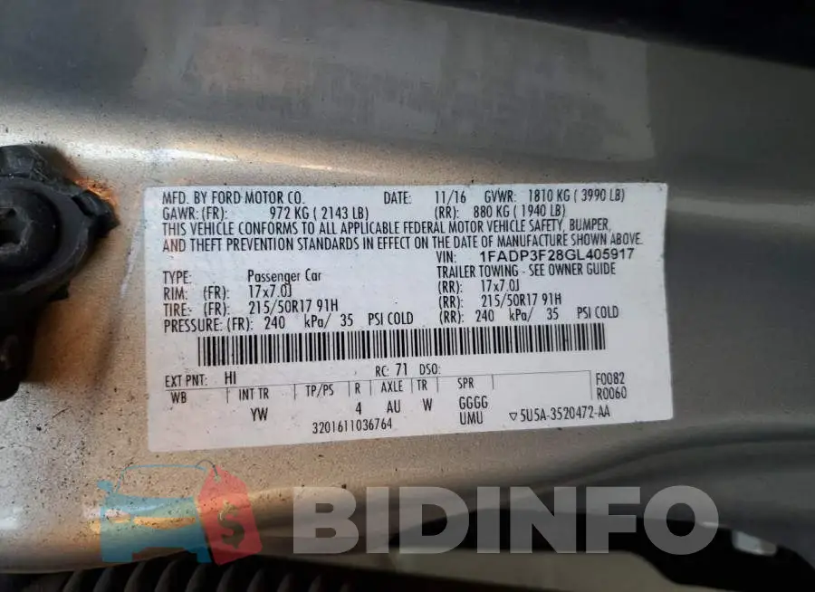 1FADP3F28GL405917 Photo# 13