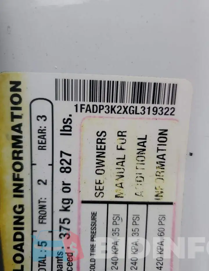 1FADP3K2XGL319322 Photo# 12