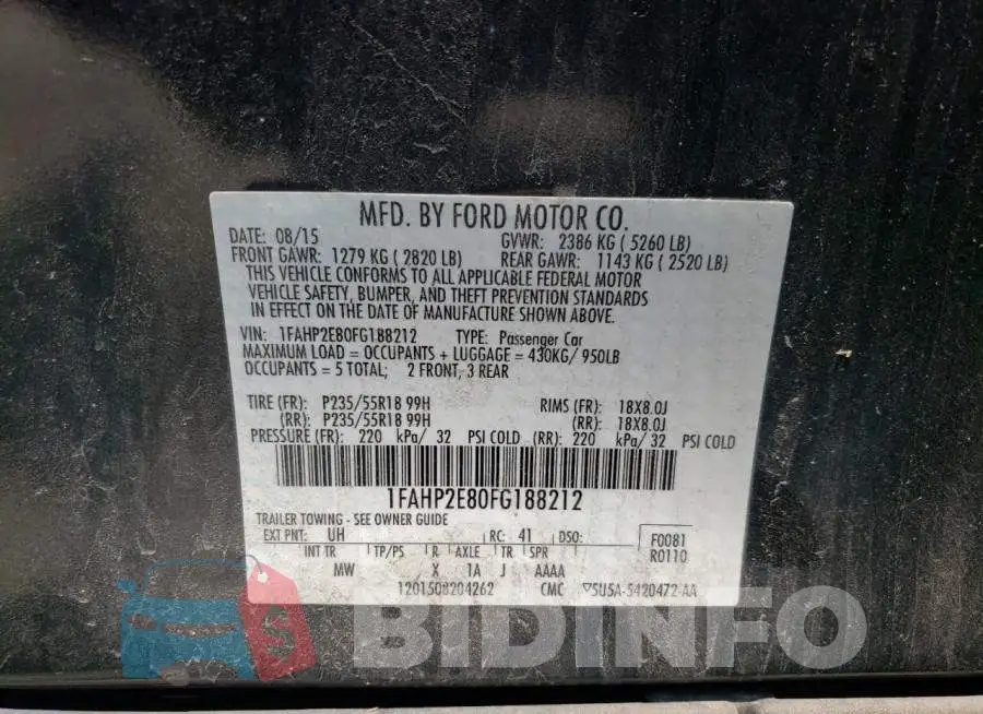 1FAHP2E80FG188212 Photo# 12