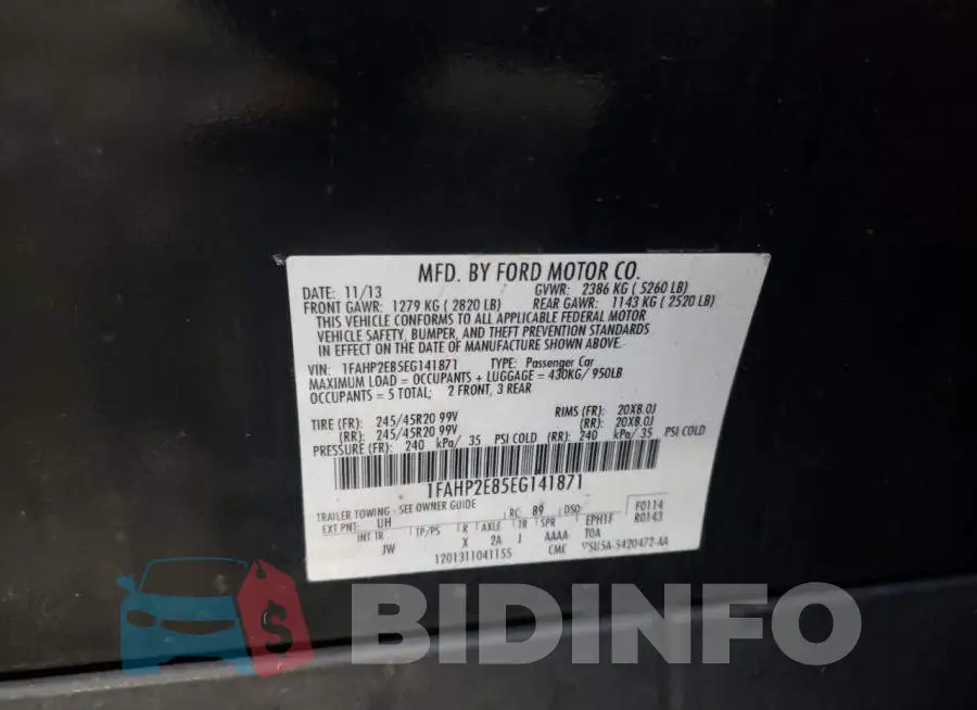 1FAHP2E85EG141871 Photo# 12