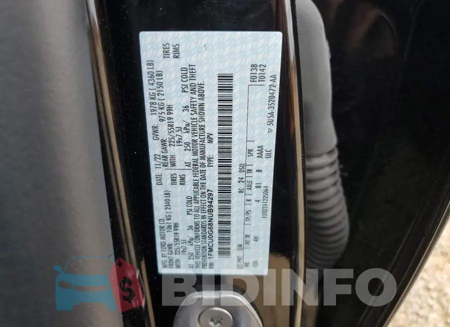 1FMCU0G68NUB94297 Photo# 12