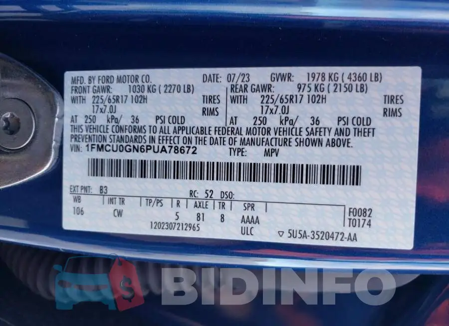 1FMCU0GN6PUA78672 Photo# 13
