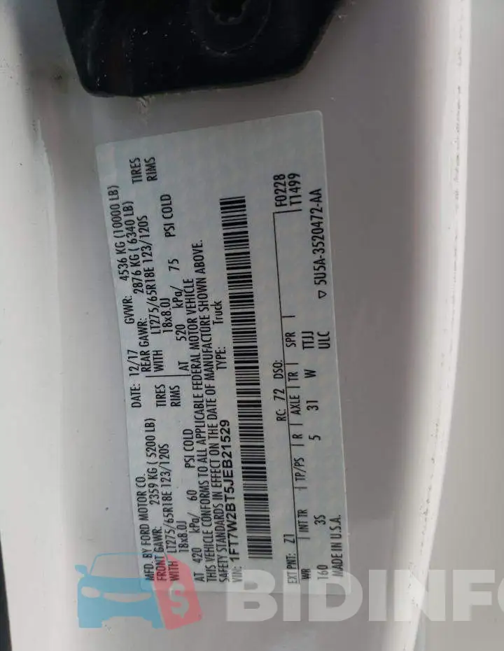 1FT7W2BT5JEB21529 Photo# 12