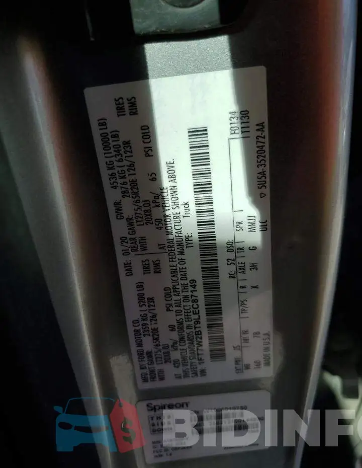 1FT7W2BT9LEC87149 Photo# 12