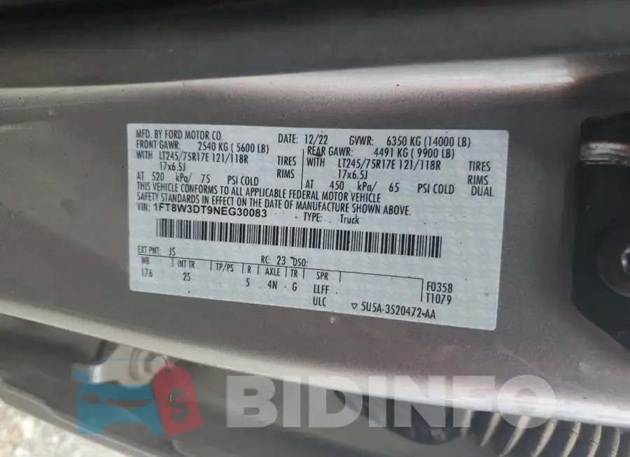 1FT8W3DT9NEG30083 Photo# 12
