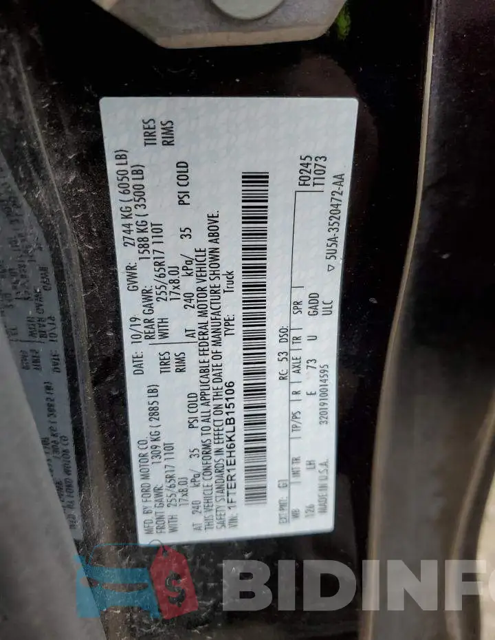 1FTER1EH6KLB15106 Photo# 13