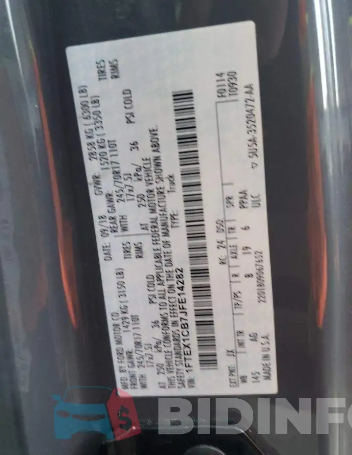 1FTEX1CB7JFE14282 Photo# 12