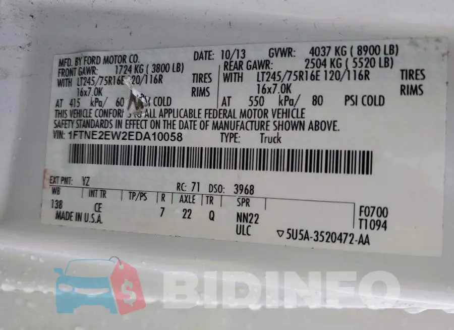 1FTNE2EW2EDA10058 Photo# 13