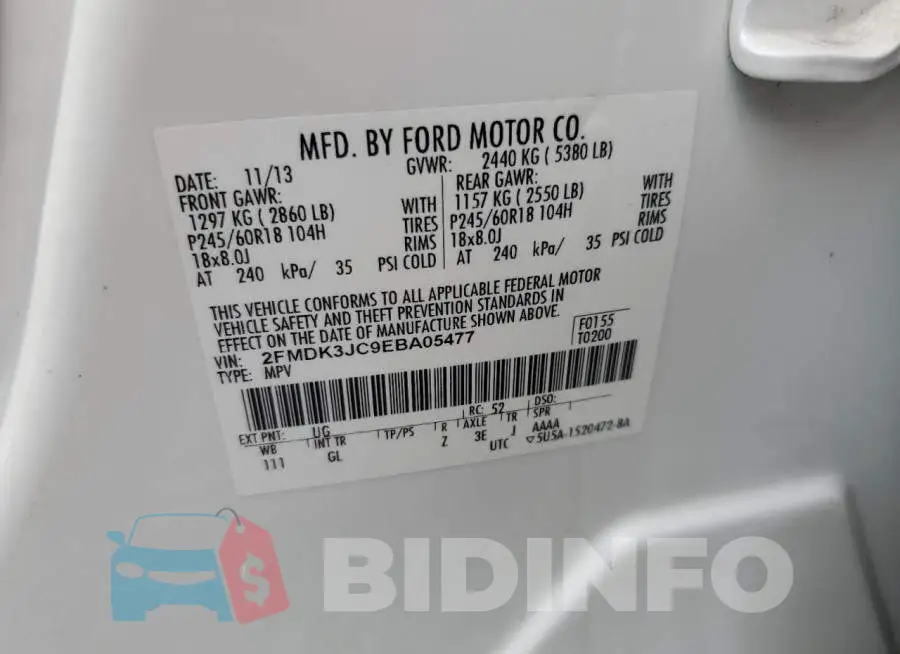 2FMDK3JC9EBA05477 Photo# 13