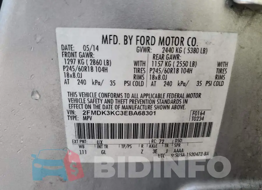 2FMDK3KC3EBA68301 Photo# 13