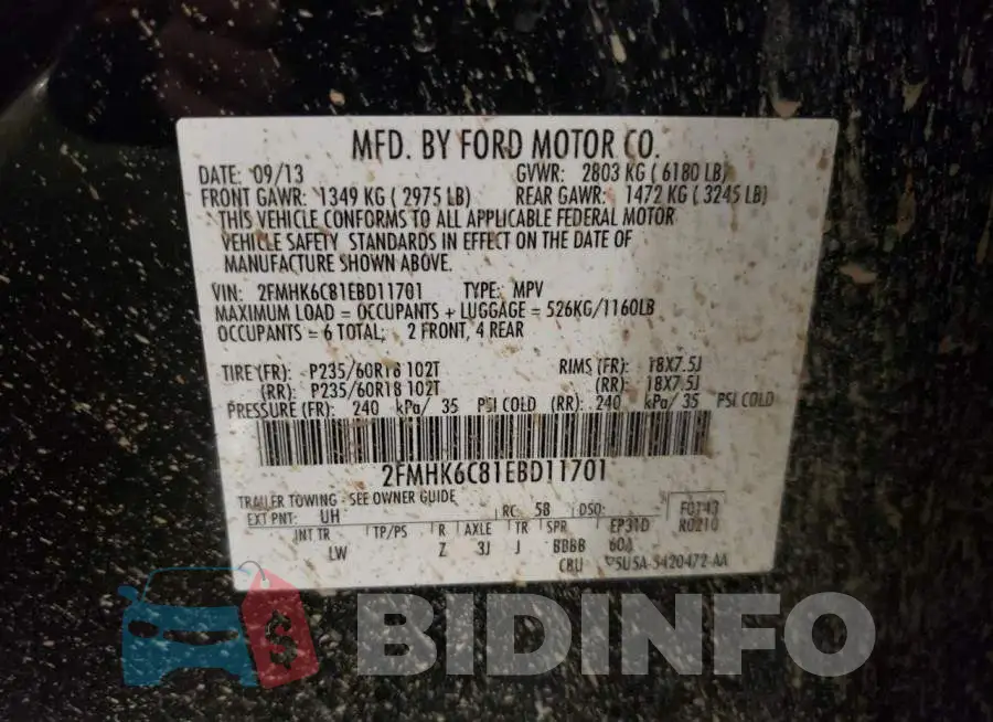 2FMHK6C81EBD11701 Photo# 13