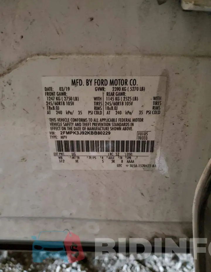 2FMPK3J92KBB80229 Photo# 12