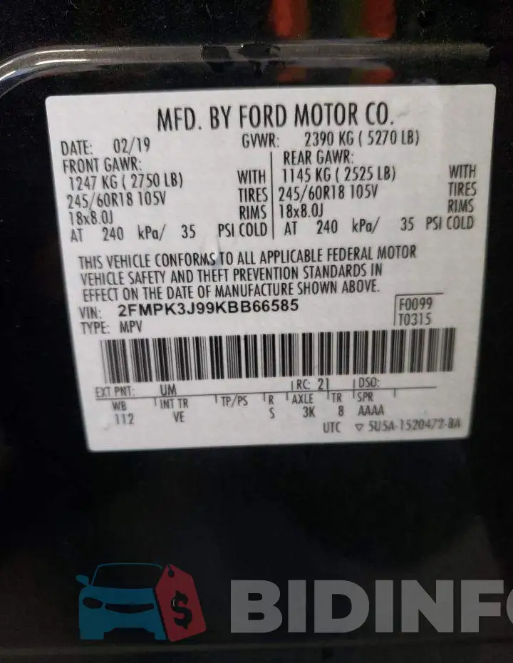 2FMPK3J99KBB66585 Photo# 12