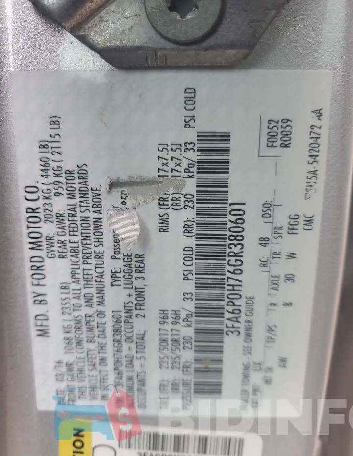 3FA6P0H76GR380601 Photo# 12