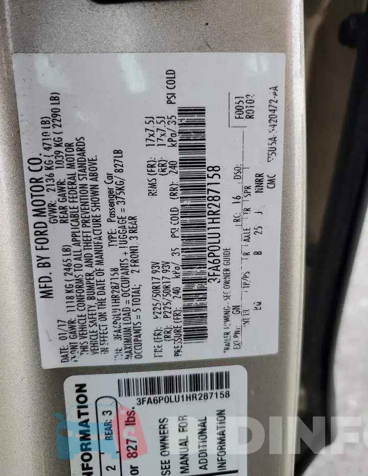 3FA6P0LU1HR287158 Photo# 12
