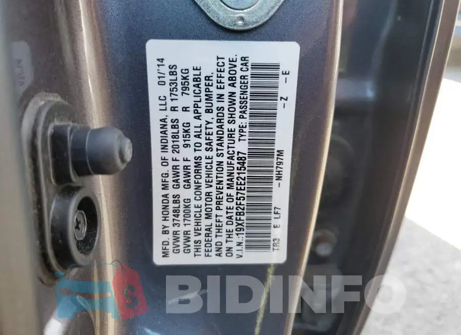 19XFB2F57EE215487 Photo# 12
