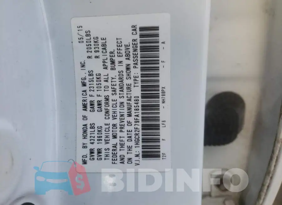 1HGCR2F79FA185480 Photo# 12