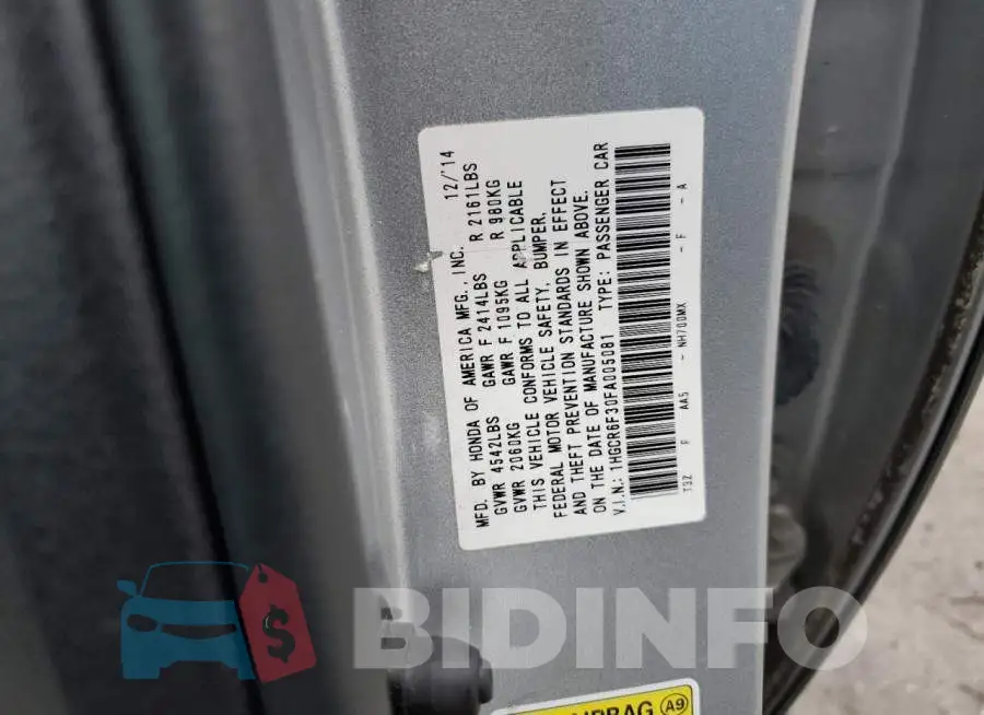 1HGCR6F30FA005081 Photo# 12
