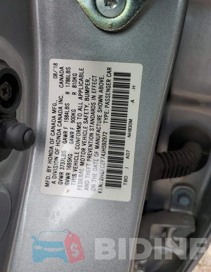 2HGFC2F74JH592972 Photo# 12