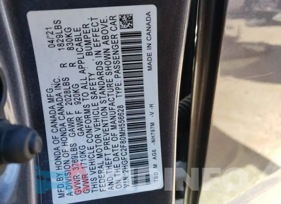 2HGFC2F80MH556628 Photo# 13