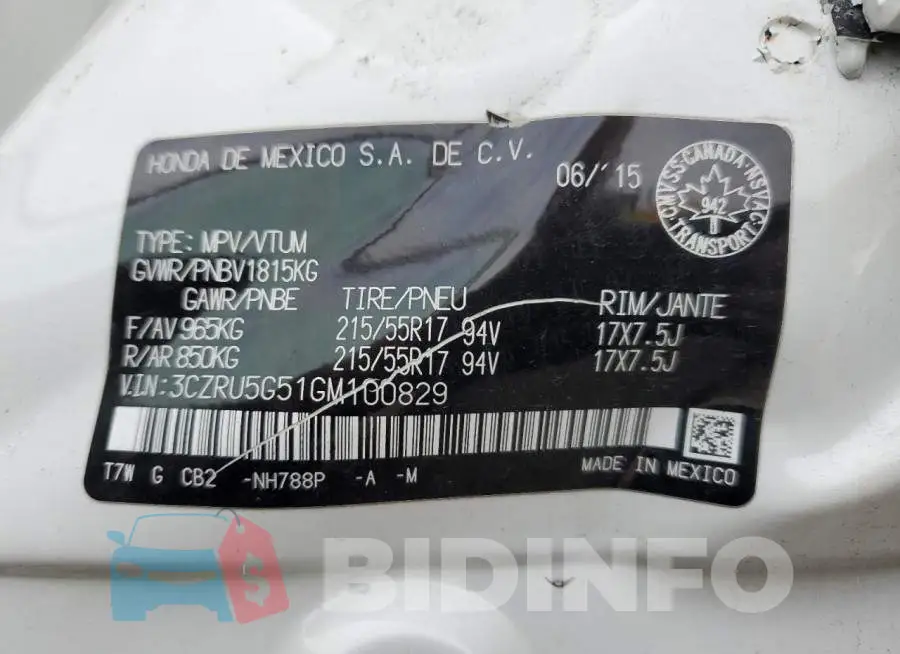 3CZRU5G51GM100829 Photo# 13