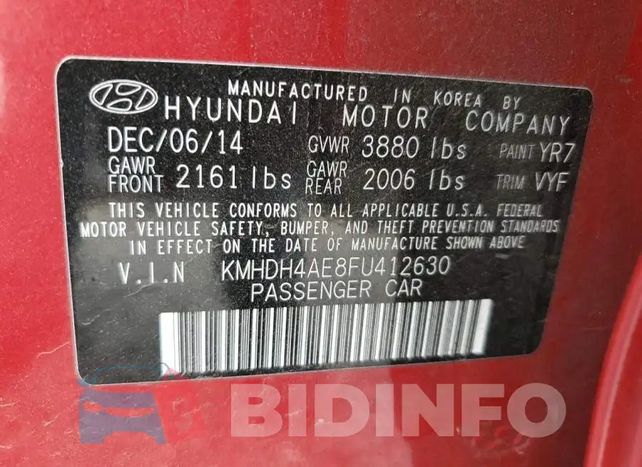 KMHDH4AE8FU412630 Photo# 12