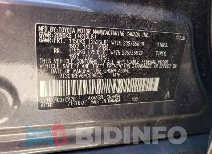 2T3C1RFV6MC096625 Photo# 14