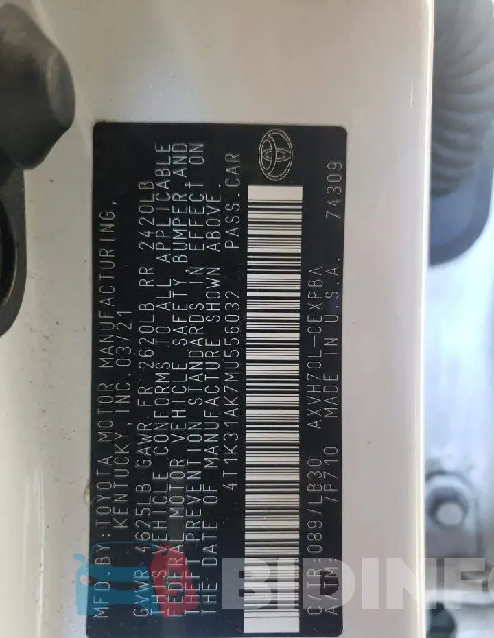4T1K31AK7MU556032 Photo# 12