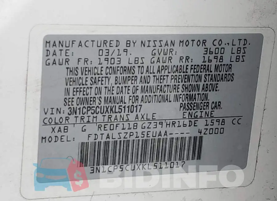 3N1CP5CUXKL511017 Photo# 13