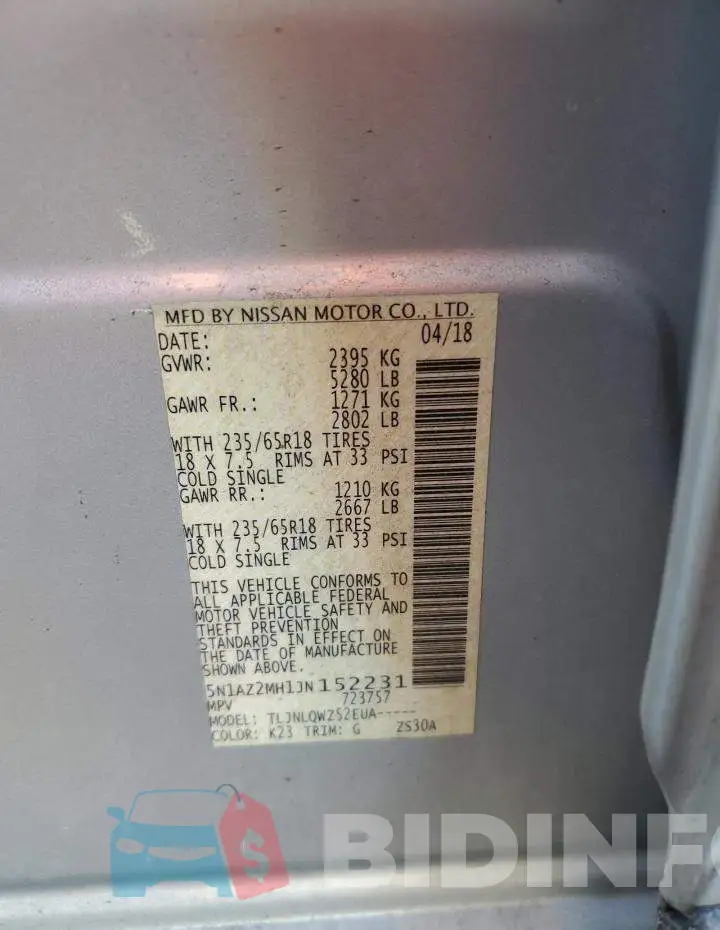 5N1AZ2MH1JN152231 Photo# 13