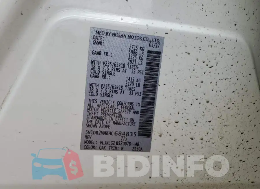 5N1DR2MM8HC684835 Photo# 13