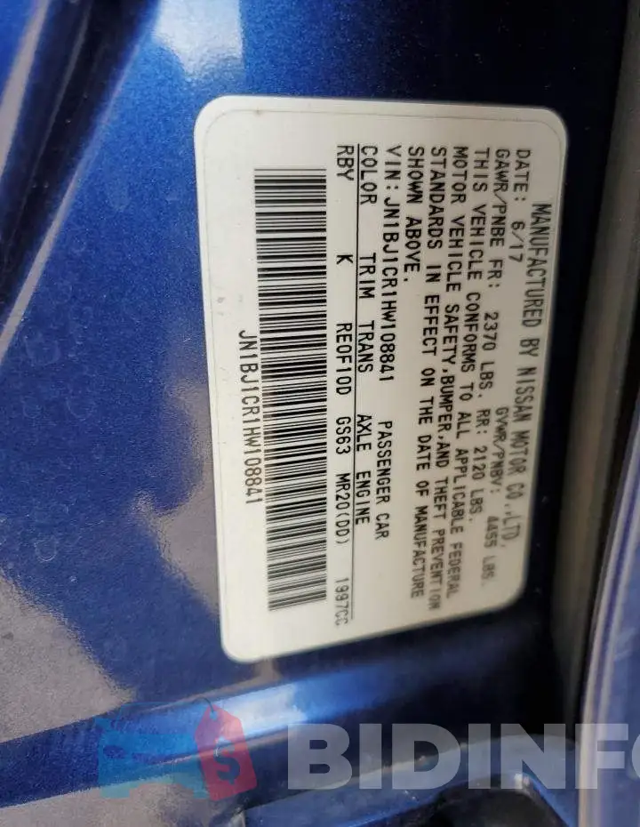 JN1BJ1CR1HW108841 Photo# 13