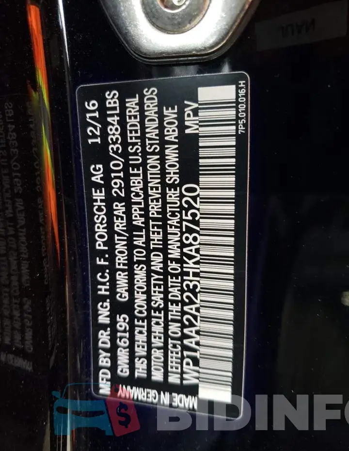 WP1AA2A23HKA87520 Photo# 13