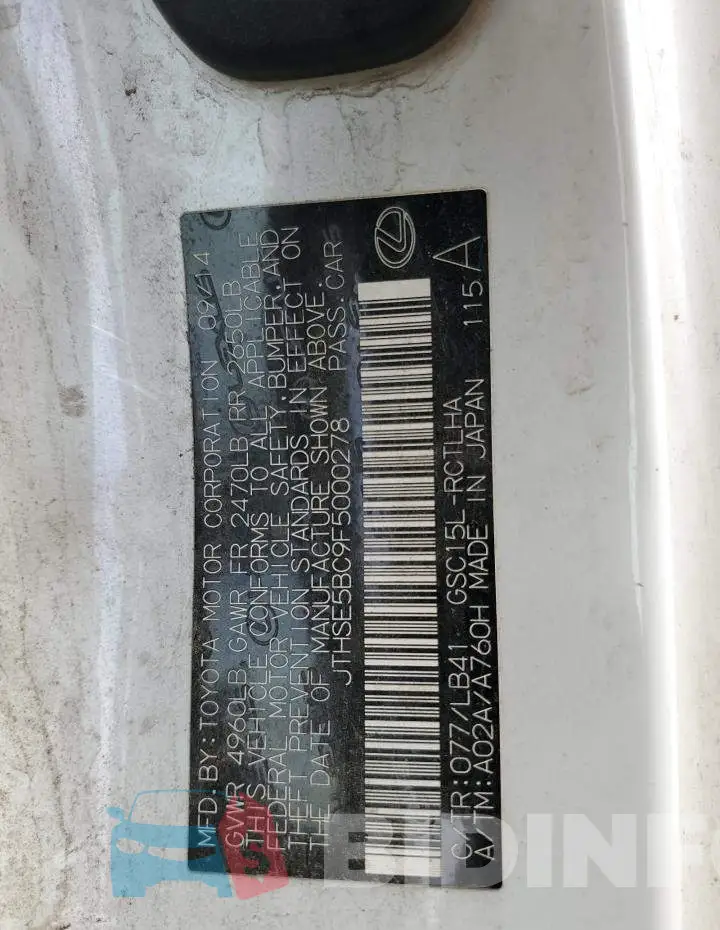 JTHSE5BC9F5000278 Photo# 13