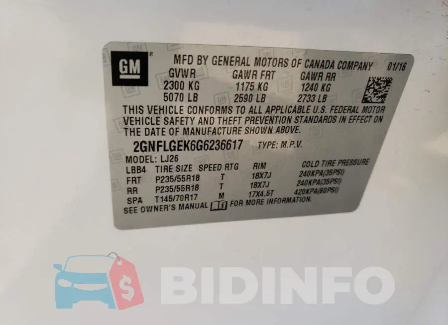 2GNFLGEK6G6236617 Photo# 13