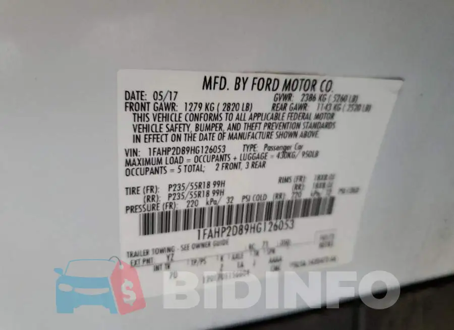 1FAHP2D89HG126053 Photo# 12