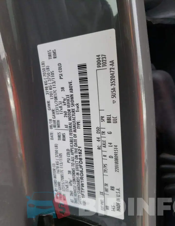 1FTFW1RG6JFD81821 Photo# 12