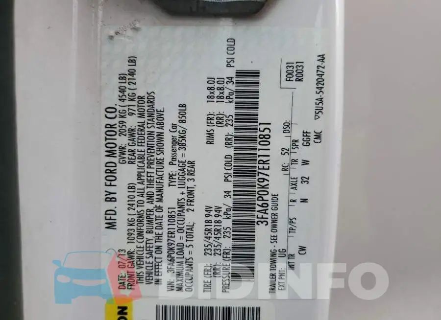3FA6P0K97ER110851 Photo# 12